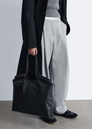 & Other Stories LARGE LEATHER TOTE BAG