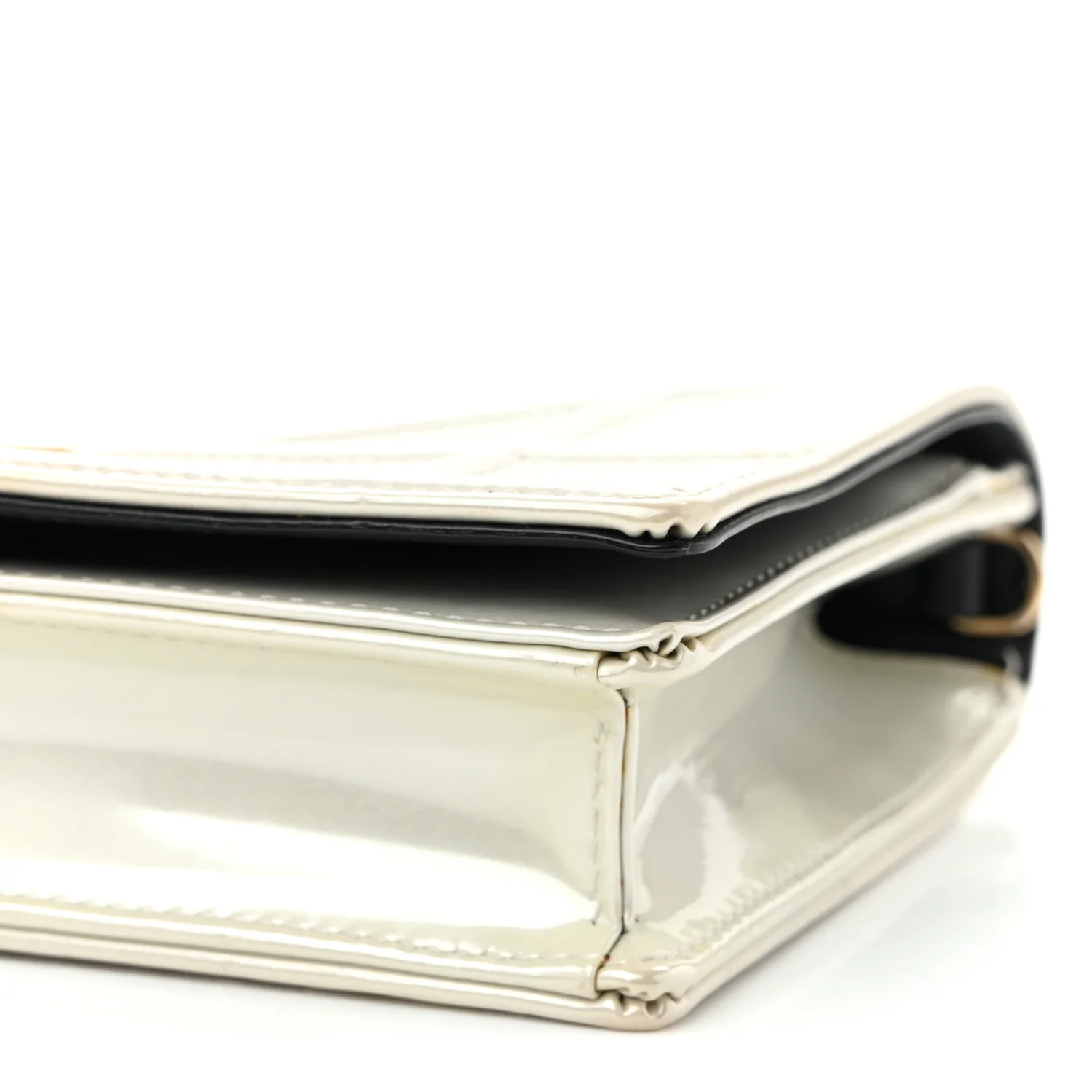 Patent Micro-Cannage Diorama Wallet on Chain Pouch White - Top Club