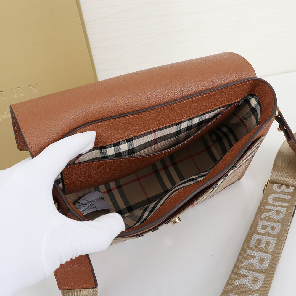Burberry Vintage Check and Leather Note Crossbody Bag - Top Club