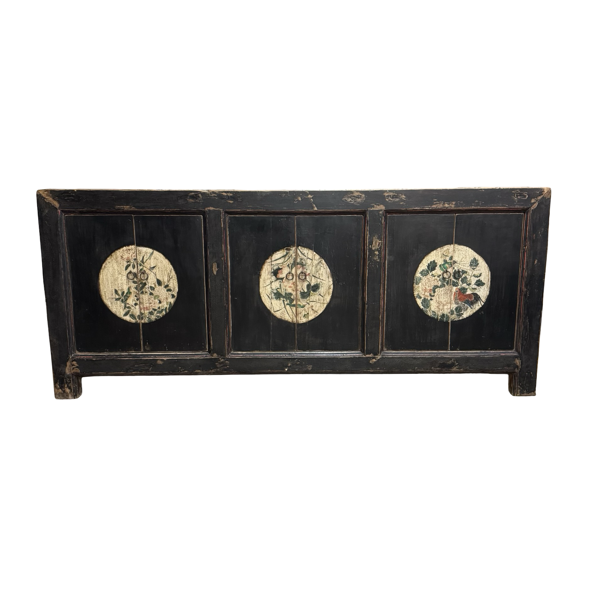 Dressoir 6dr zwart/beschilderd uniek