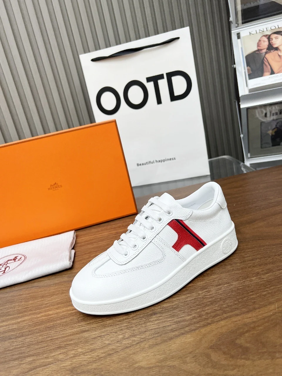 Hermes Women's Sneakers Iconic H Logo Leather Casual Fashion Shoes - Sneaker Replica Workshop