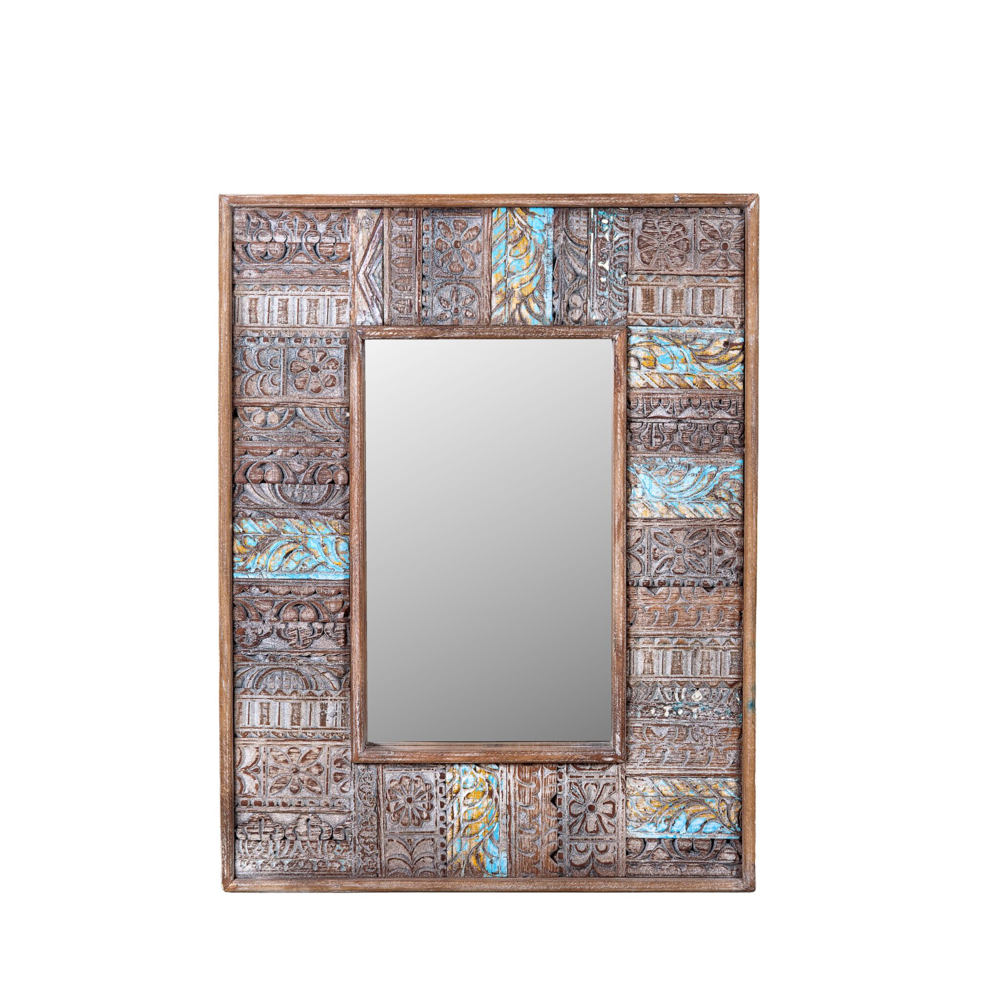 Jalebi - Handgemaakte Patchwork Houten Spiegel
