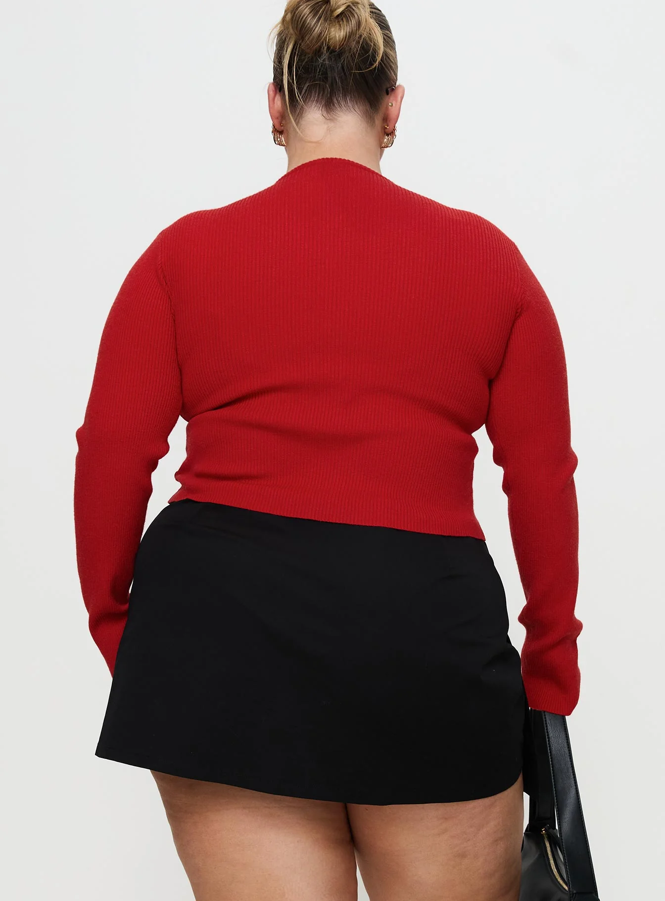 Suzu Long Sleeve Knit Top Red Curve