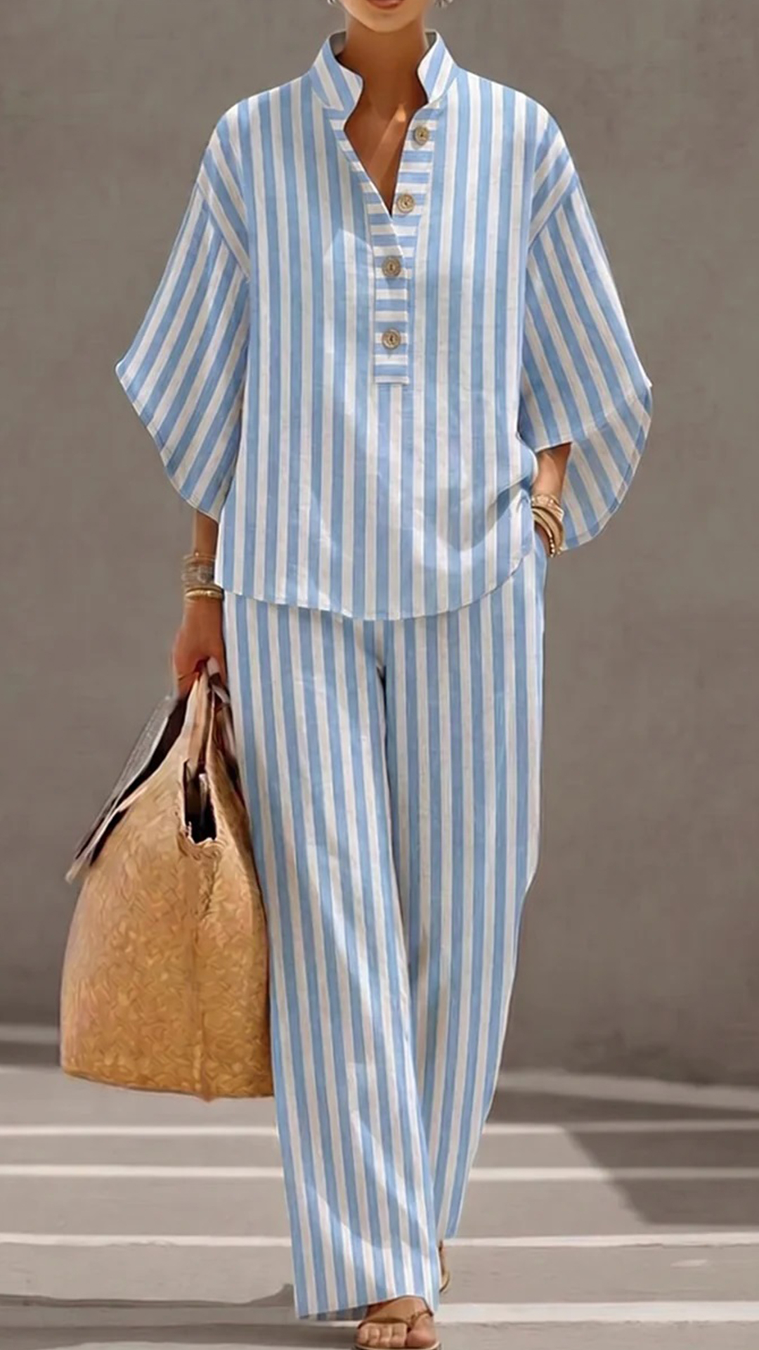 Plus-Size Friendly Women's Cotton-Linen Two-Piece Set - Nordfashionstorm - Women's Clothing, Fashion for You - Nordfashionstorm.com