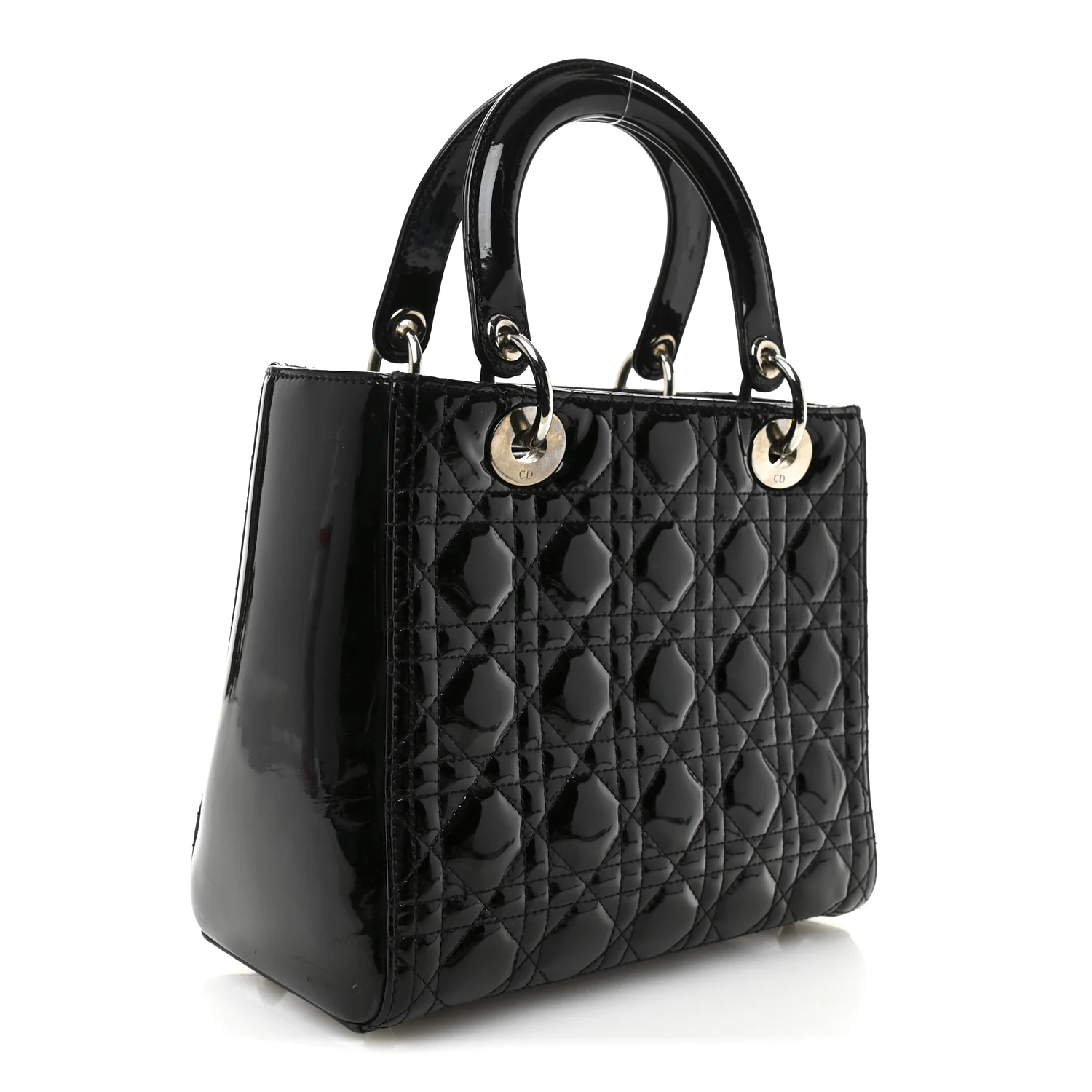 Patent Cannage Medium Lady Dior Black - Top Club