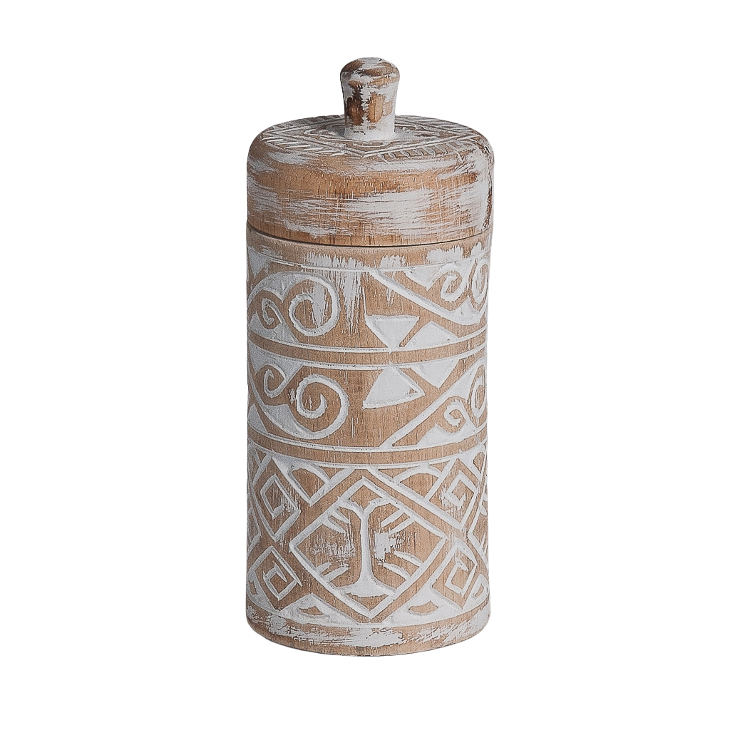 Voorraadpot Borneo naturel/wit M