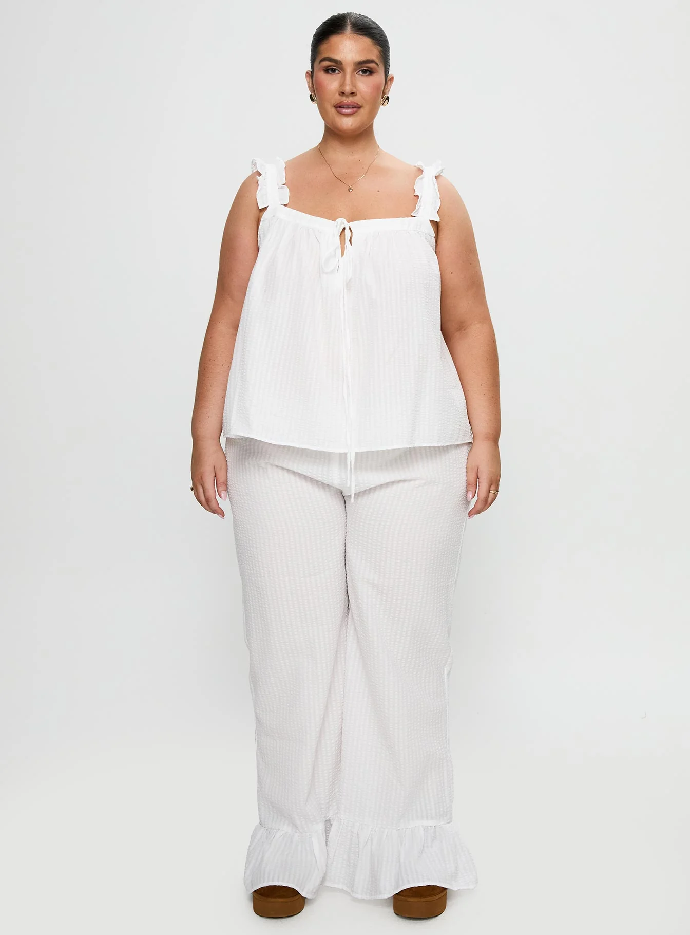 Santabelle Frill Pants White Curve