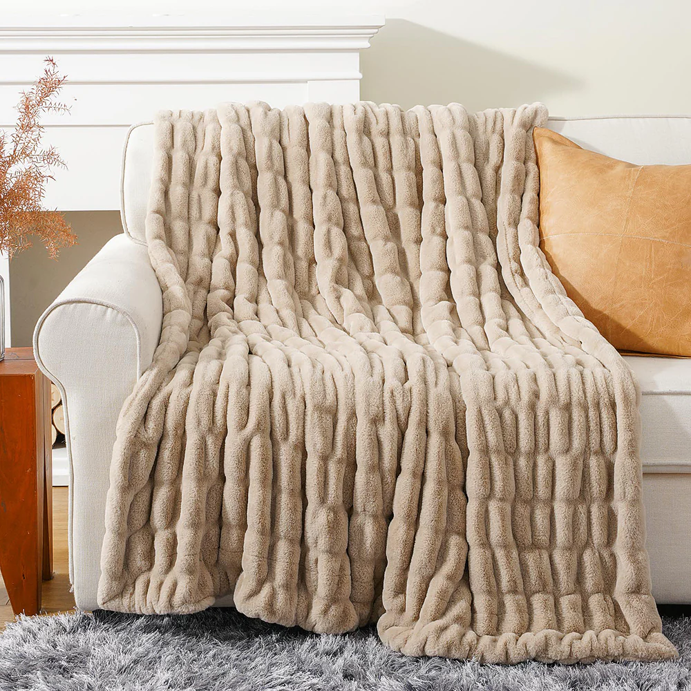 Faux Rabbit Fur Blanket Throw