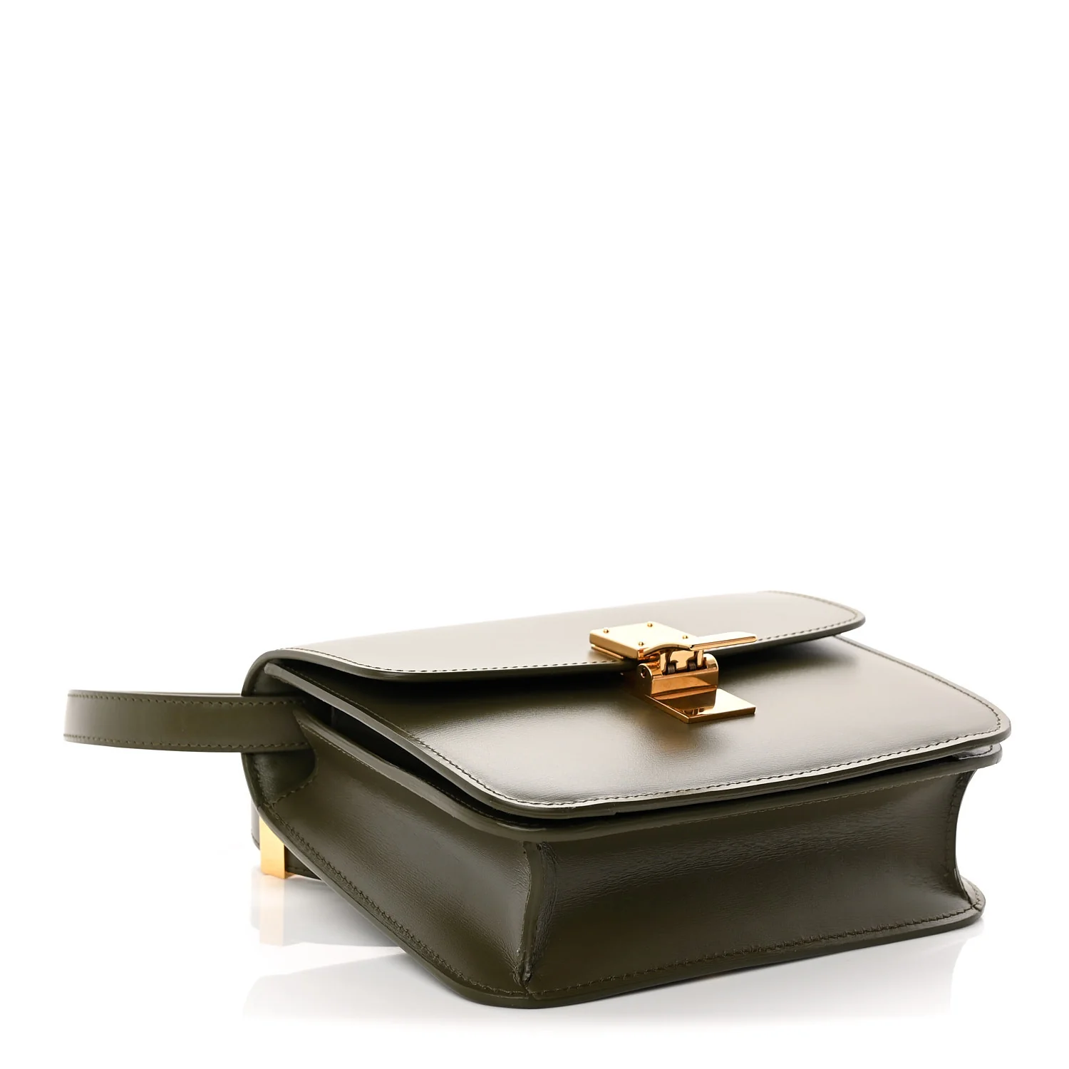 Box Calfskin Teen Classic Box Flap Bag Dark Olive - Top Club