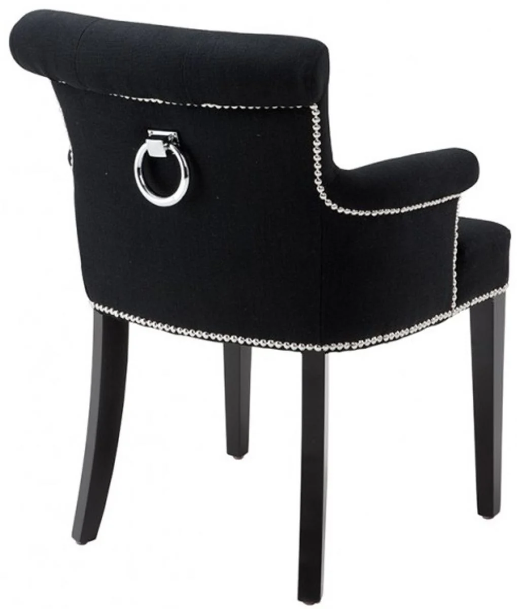 Luxury dining room chair set of 4 black - solid wood kitchen chairs with armrests and elegant velvet fabric - luxury dining room & restaurant furniture
