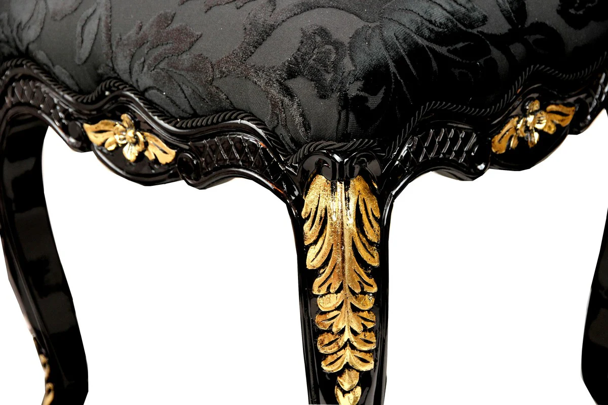 Pompöös by Luxury Baroque Stool Square Black Pattern / Gold - Pompööser Baroque Stool designed by Harald Glööckler