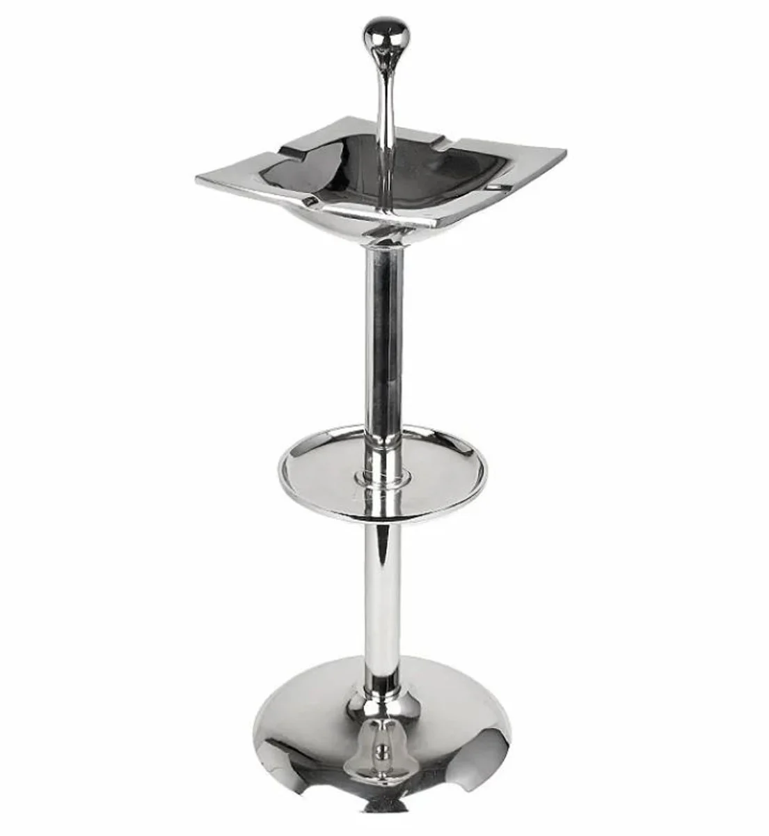 Stand Ashtray Silver 28x25x76cm - Square Aluminum Ashtray with Stand - Decorative Accessories
