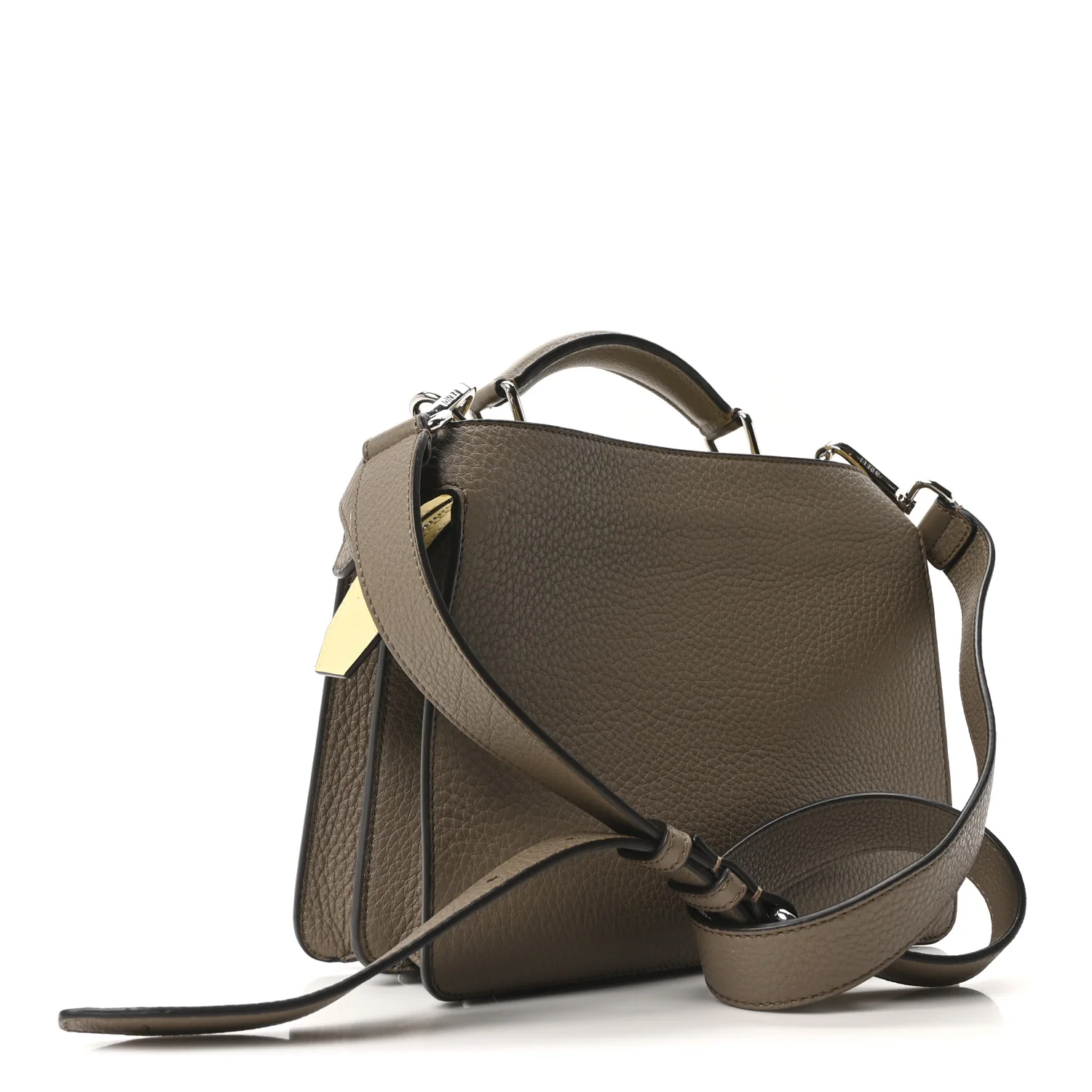 Cuoio Romano Vitello Cover Glazed Fabric Bi-Color FF 1974 Mini Peekaboo I SEE U Satchel Tartufo Banana Tobacco Moro - Top Club