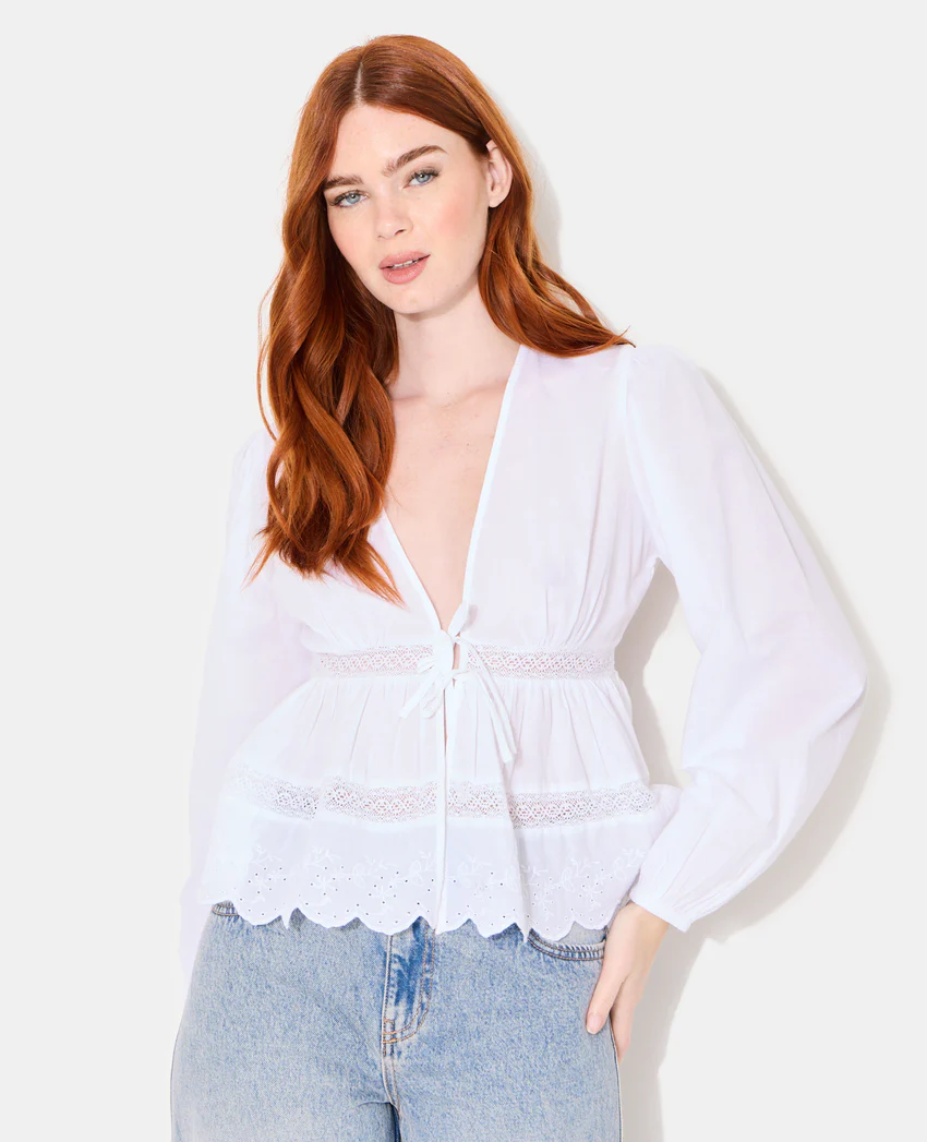Pimkie Blouse avec dentelle et nouettes