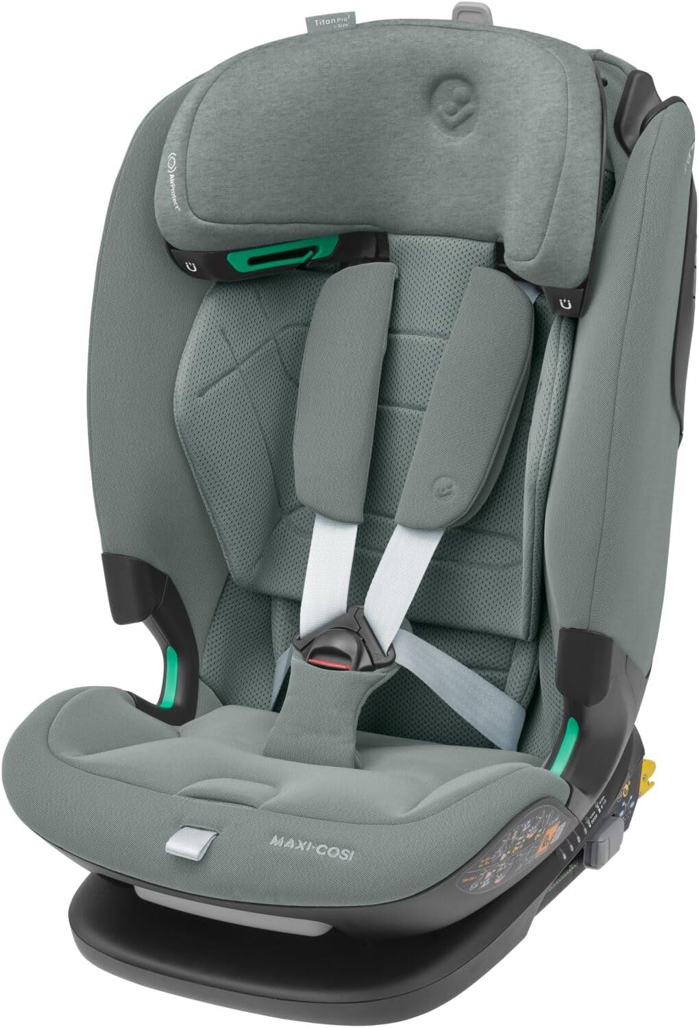 Maxi-Cosi Titan Pro² i-Size, Seggiolino auto per bambini, 15 Mesi- 12 Anni (76-150 cm), ClimaFlow, Cinture easy-in, Cuscini di sicurezza AirProtect, G-CELL, Reclinabile 4 posizioni, Authentic Grey