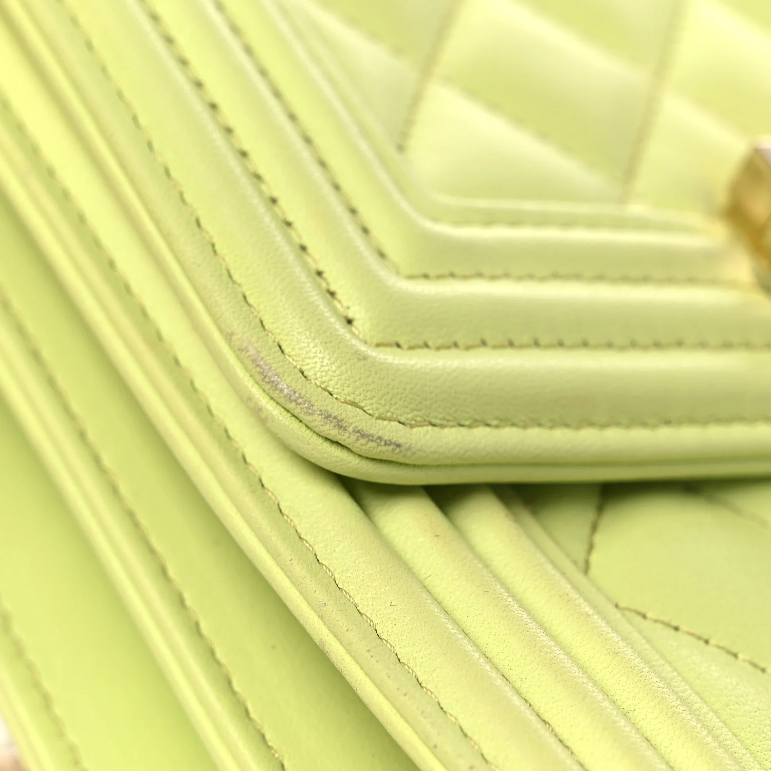 Calfskin Quilted North South Boy Flap Light Green - Top Club