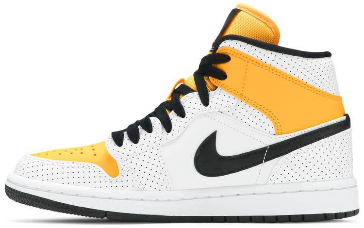 Wmns Air Jordan 1 Mid  Perforated   White University Gold  BQ6472-107 - Sneaker Replica Workshop