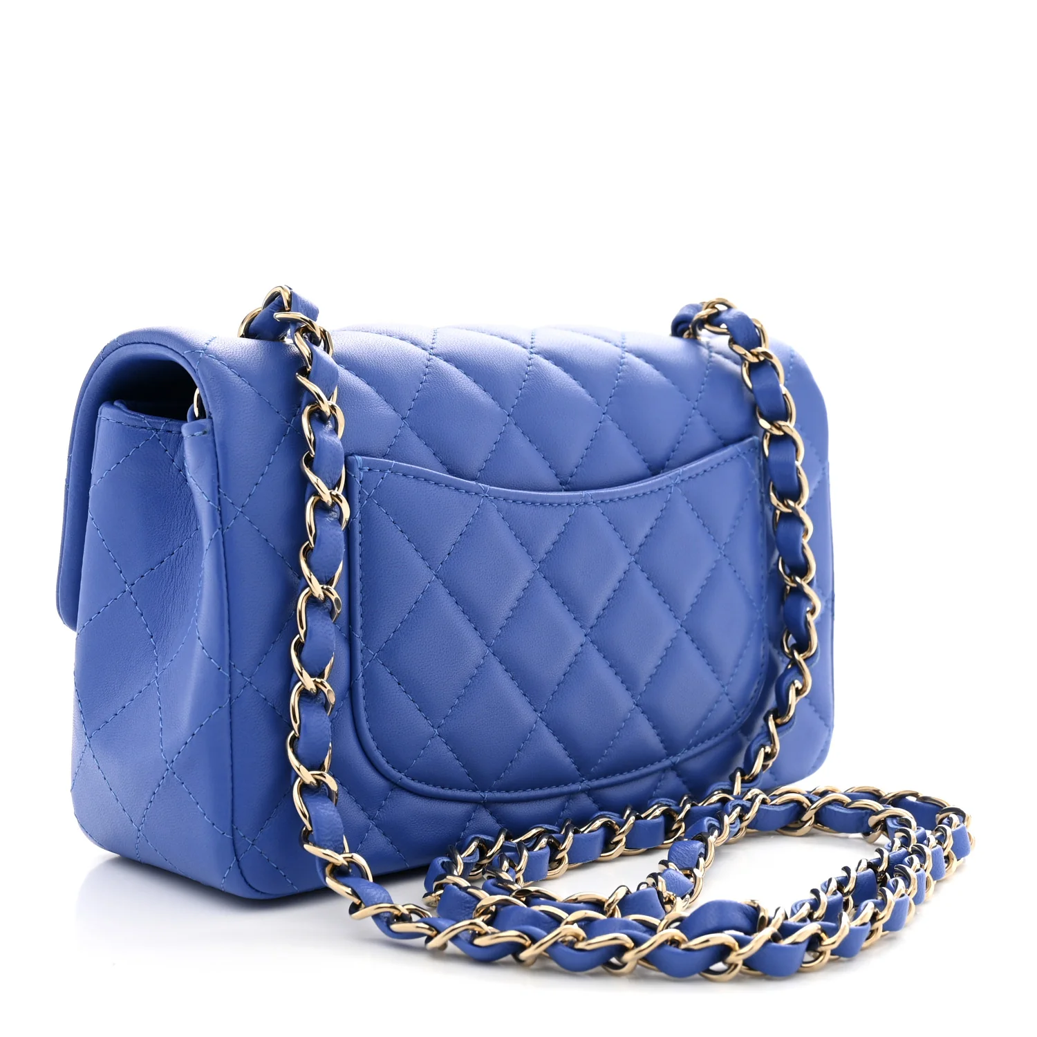 Lambskin Quilted Mini Hollywood Charms Rectangular Flap Blue - Top Club