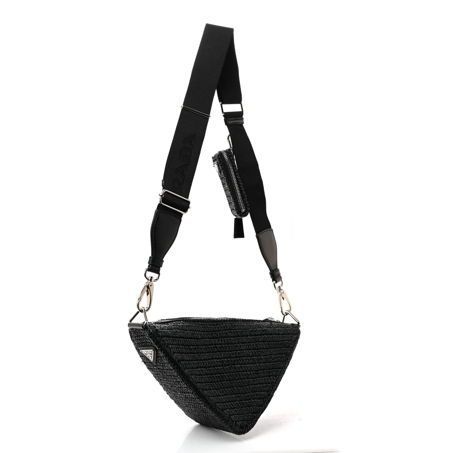 Yarn Raffia Effect Crochet Triangle Shoulder Bag Black - Top Club