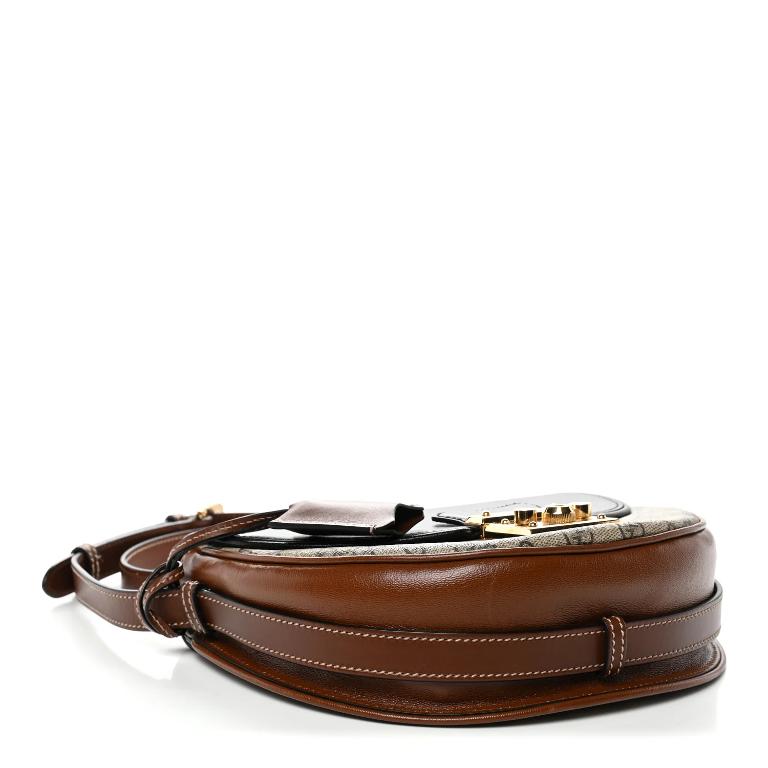 GG Supreme Monogram Calfskin Small Padlock Messenger Shoulder Bag Beige Black Cuir - Top Club