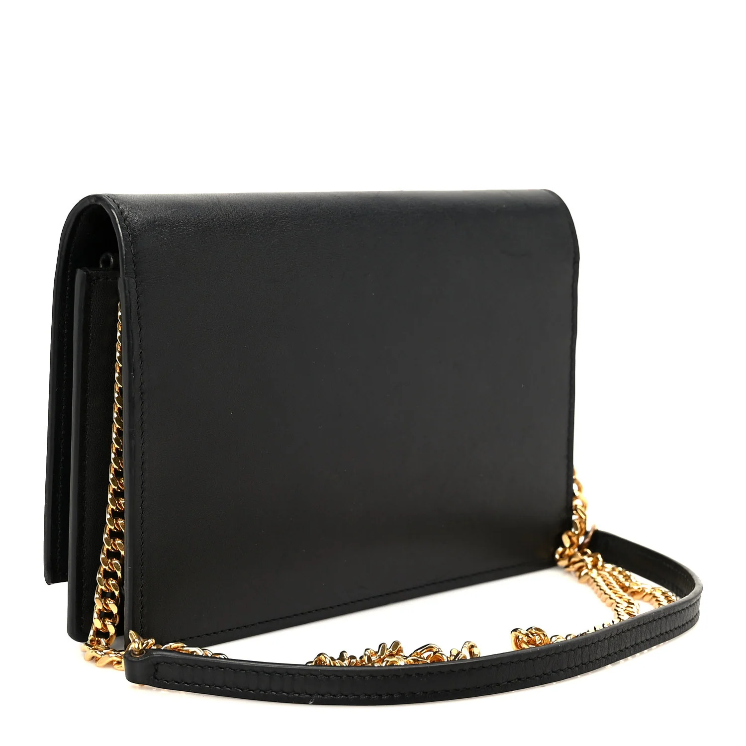 Smooth Calfskin Classic Monogram Kate Tassel Chain Wallet Black