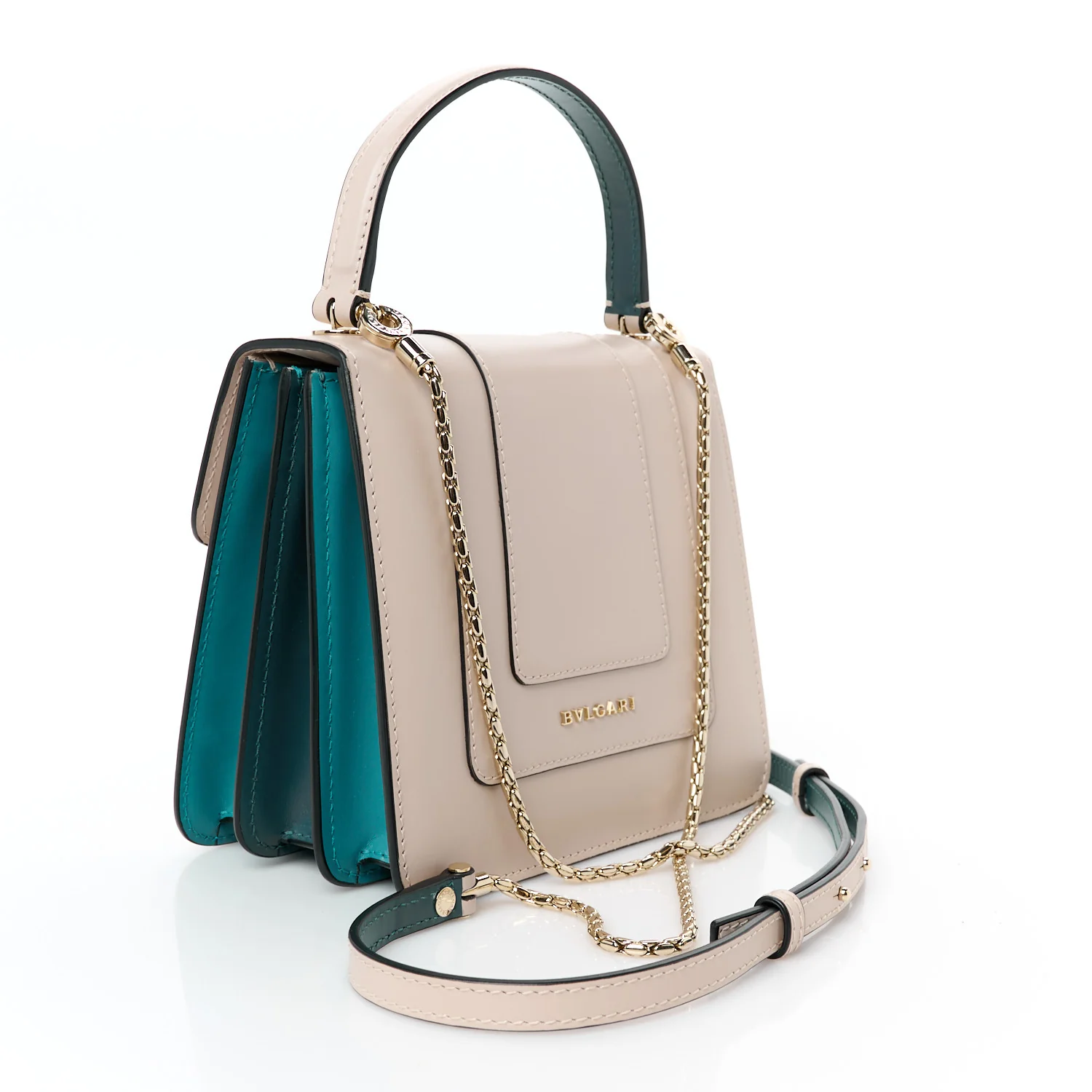 Calfskin Serpenti Forever Top Handle Beige Green - Top Club