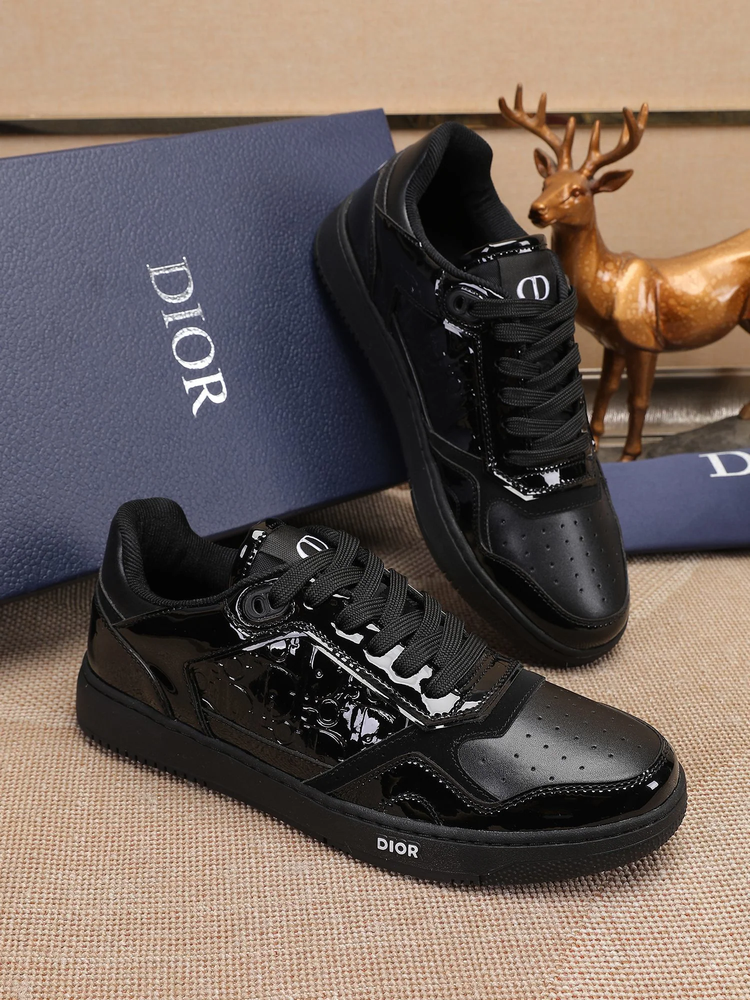 Dior Mens Sneakers Luxury Leather Casual Shoes With Oblique Pattern - Sneaker Replica Workshop