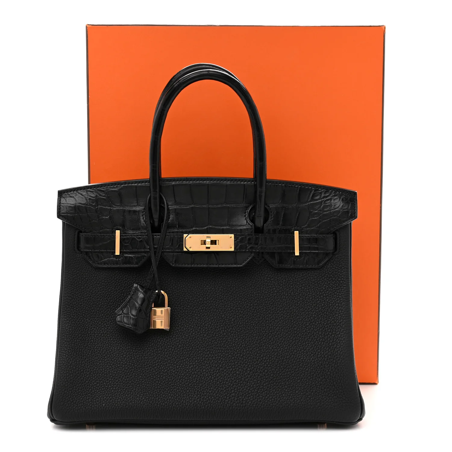 Togo Matte Alligator Birkin Touch 30 Black - Top Club