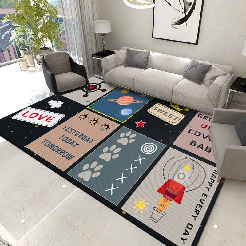 Children Carpet Rug Flannel Non-Slip Baby Carpet Rectangle Bedroom Rug Living Room Kids Play Mats