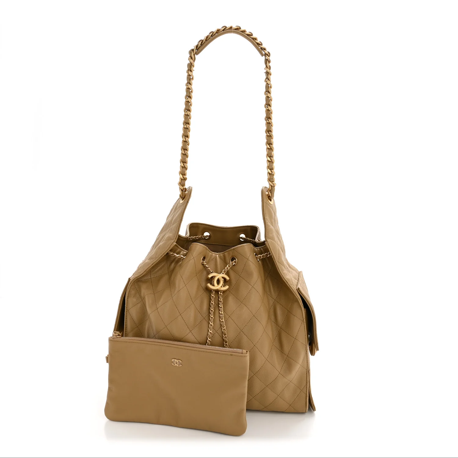 Caviar Quilted Medium Chanel 25 Handbag Dark Beige - Top Club