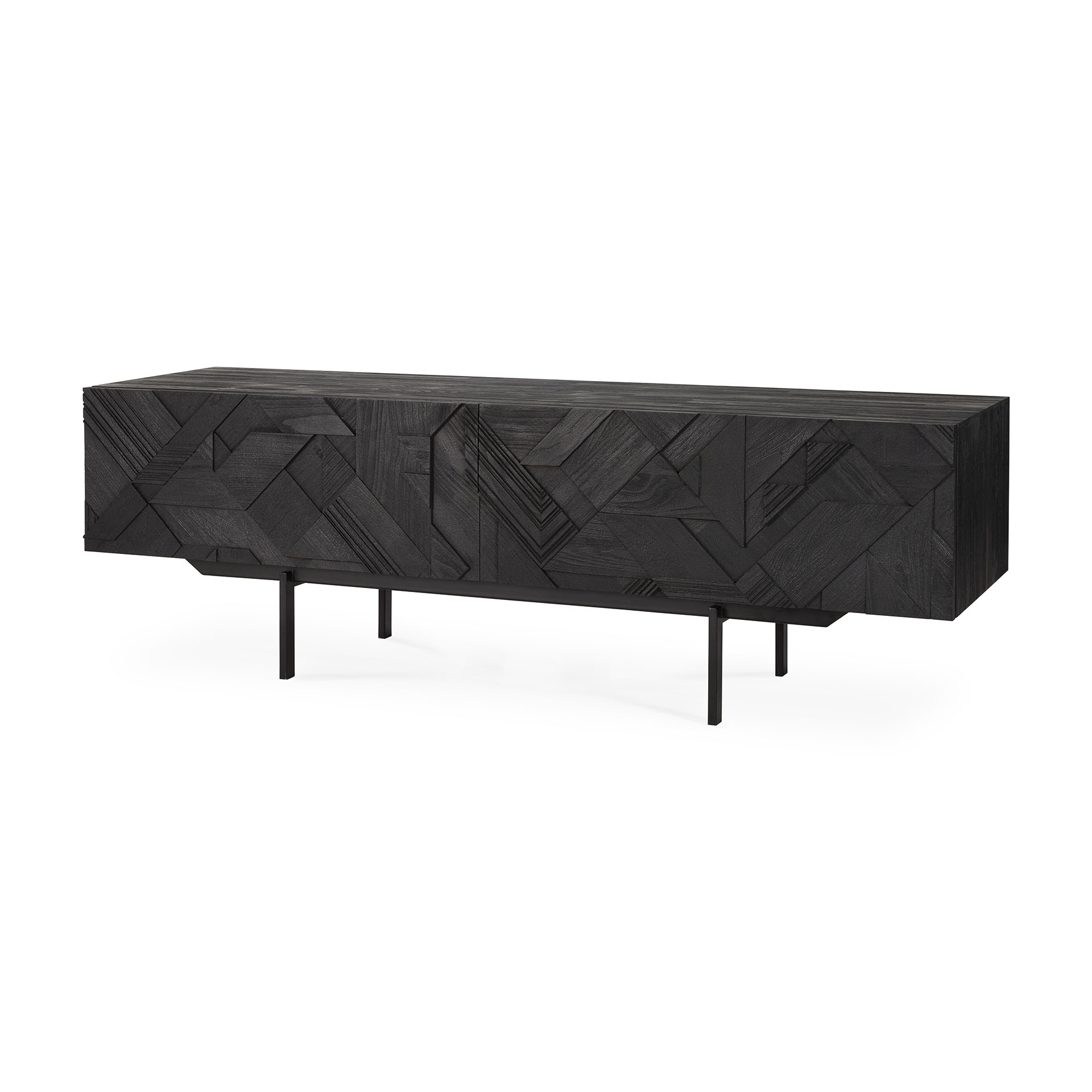 Tv-meubel Graphic teak zwart 160 cm