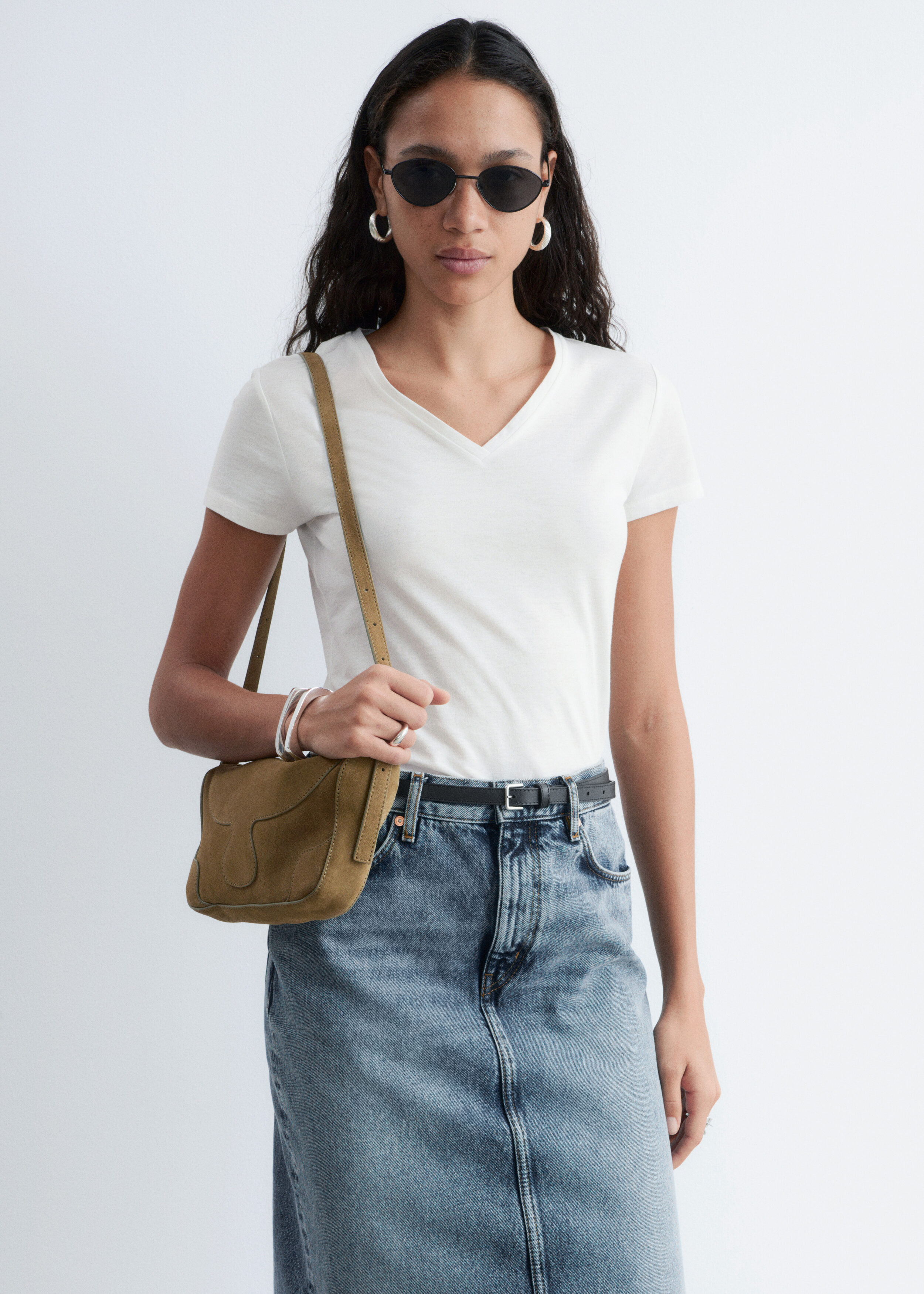 & Other Stories COTTON V-NECK T-SHIRT