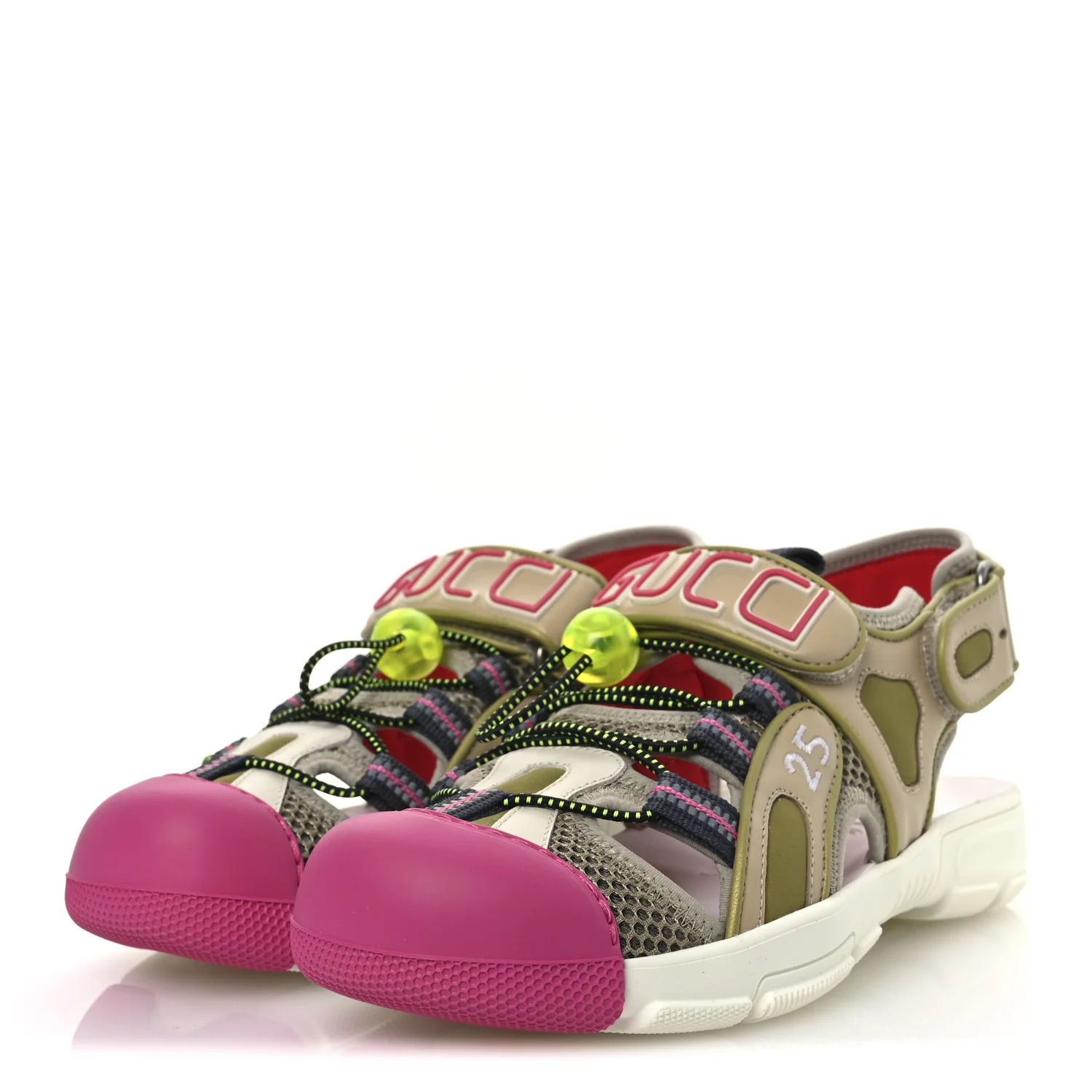 Mesh Fabric Tinsel Sport Sandals 36.5 Loess Sand Box Pink - Top Club