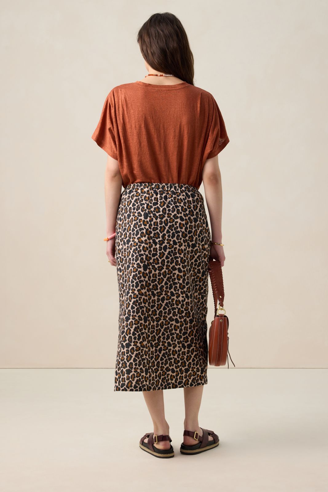 Bruine wikkelrok met leopard print