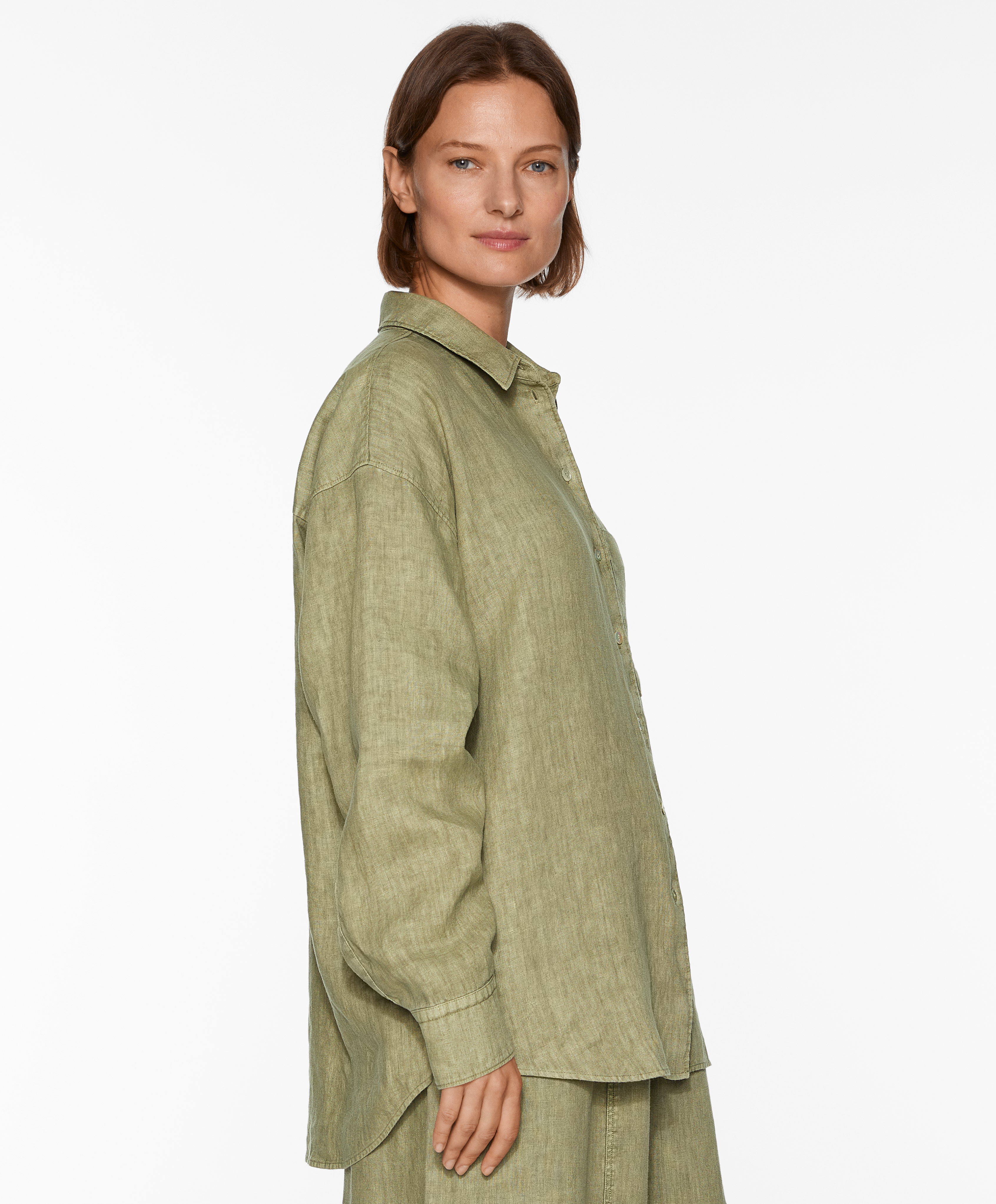 OYSHO 100% linen long-sleeved shirt