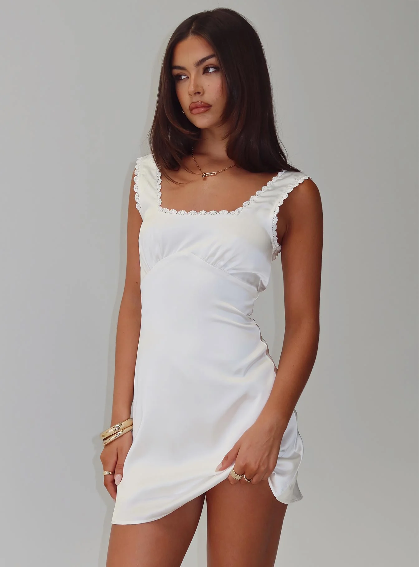 Dasha Satin Mini Dress White