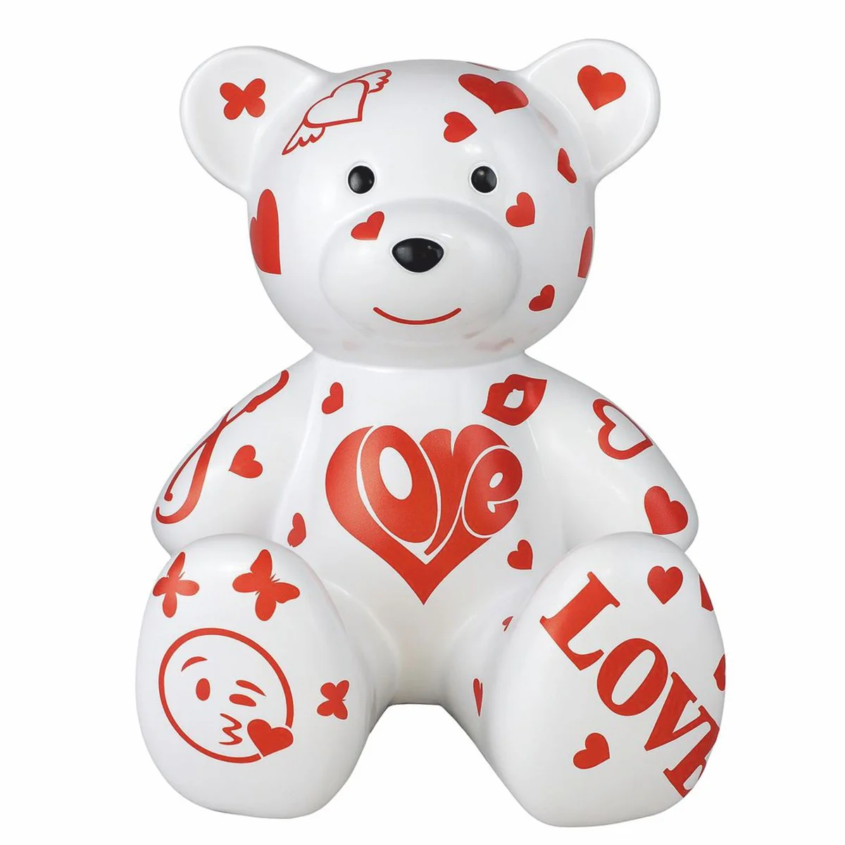 Decorative figure teddy bear white / red H. 34 cm - decorative figures