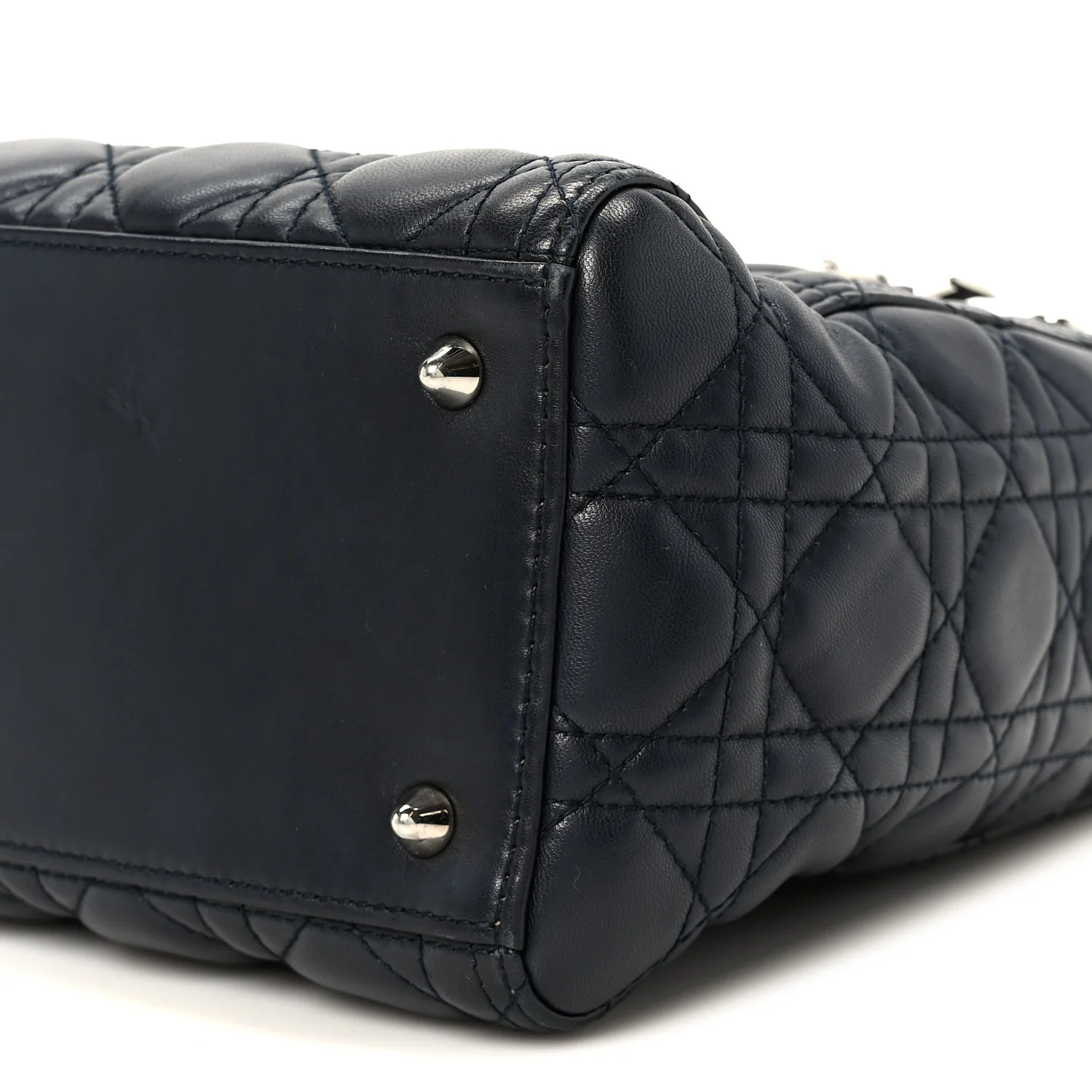 Lambskin Cannage Medium Lady Dior Navy Blue - Top Club