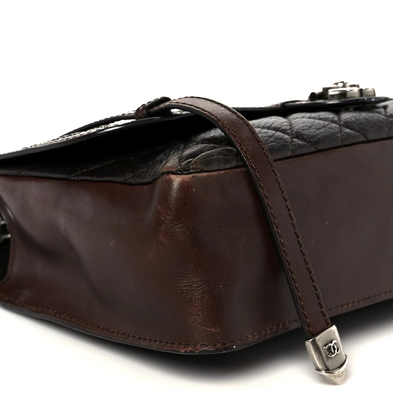 Calfskin Lambskin Studded Paris Dallas Texan Flap Brown Black - Top Club