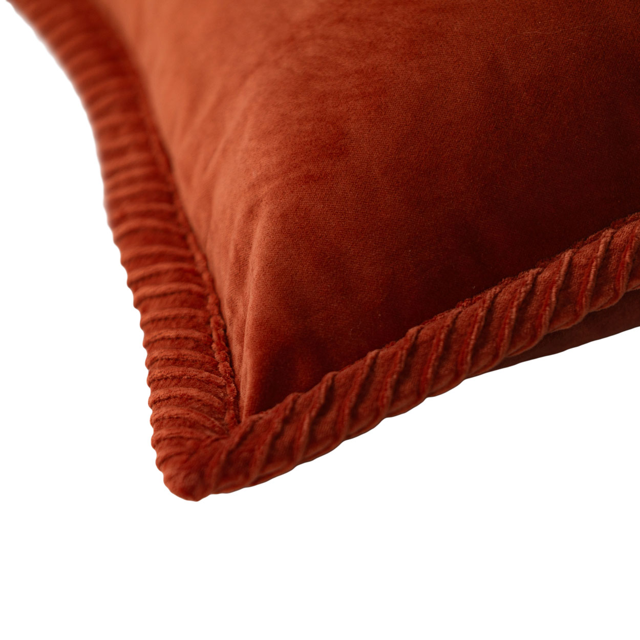 Sierkussen velours tucked border terra