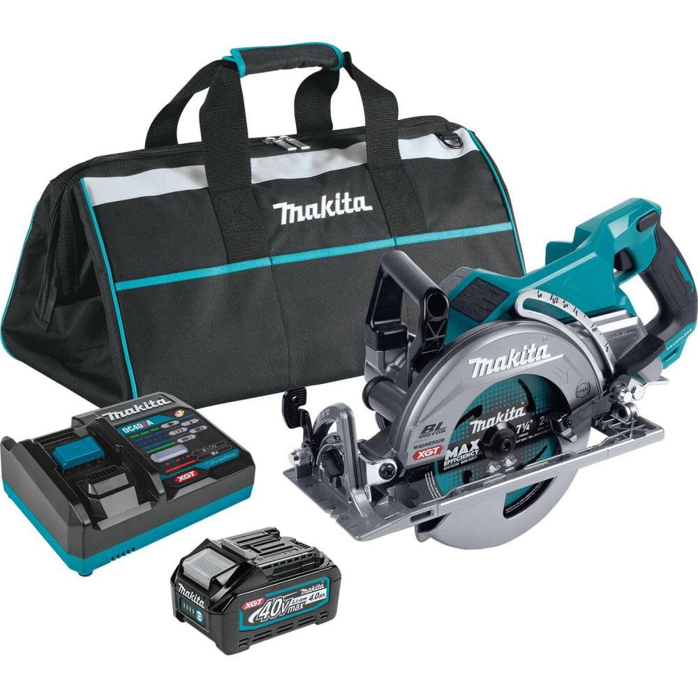 Makita XGT 40V max circular saw kit backhand 7 1/4