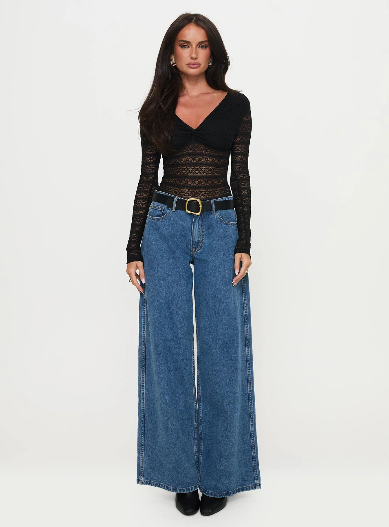 Secret Of Us Off Shoulder Lace Bodysuit Black