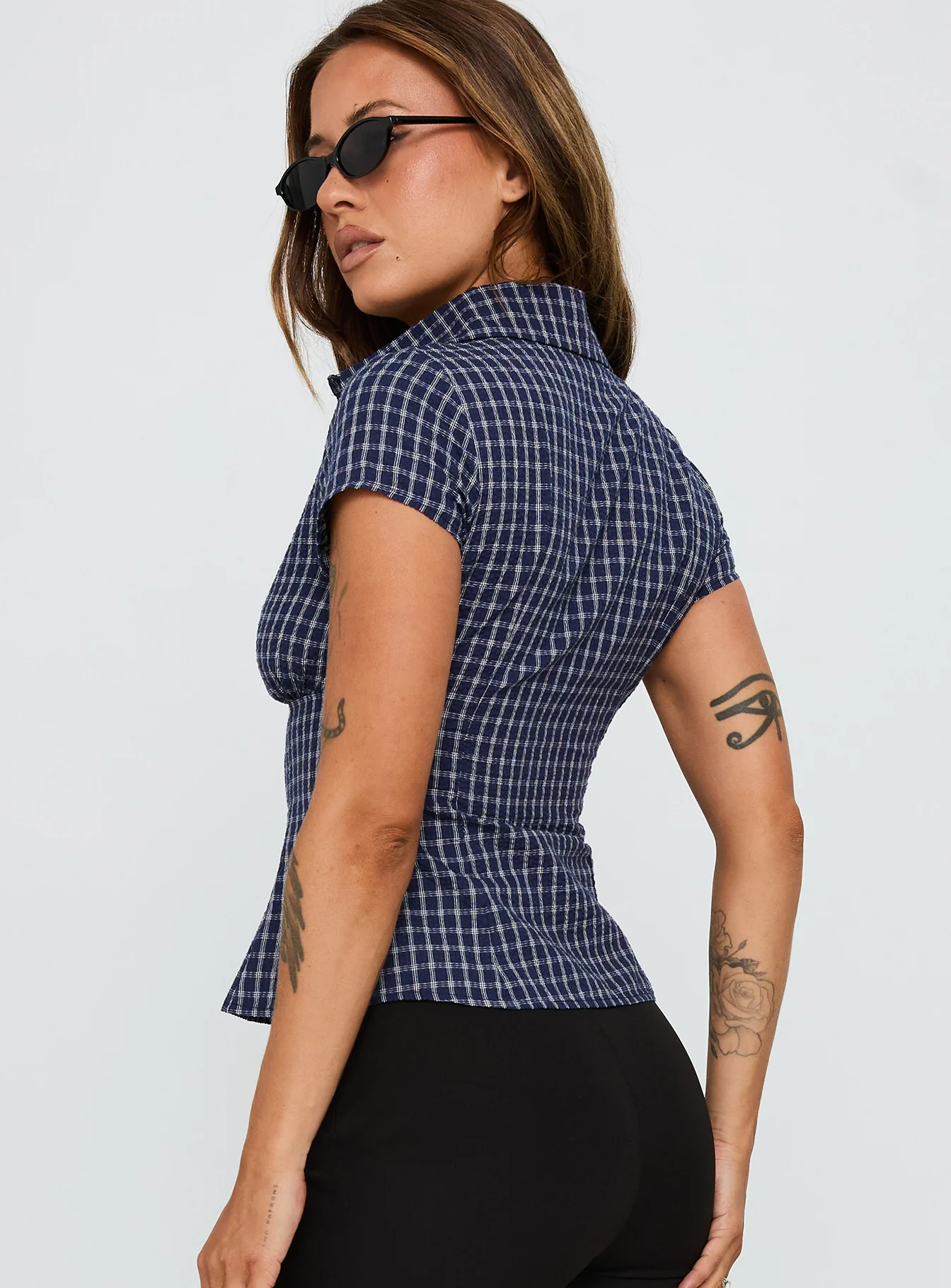 Cottesloe Blouse Top Navy Check