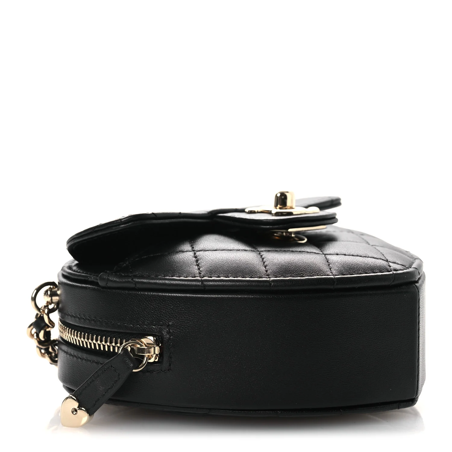 Lambskin Quilted CC In Love Heart Clutch With Chain Black - Top Club