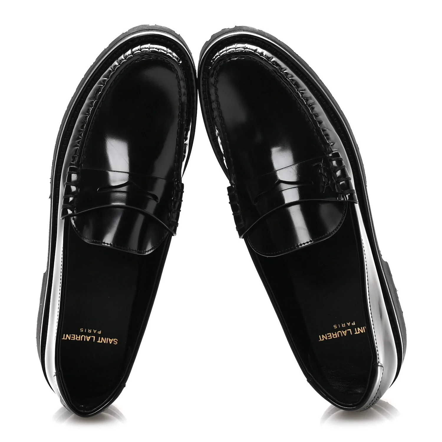 Glazed Calfskin Chunky Le Loafer Penny Slippers 38 Black