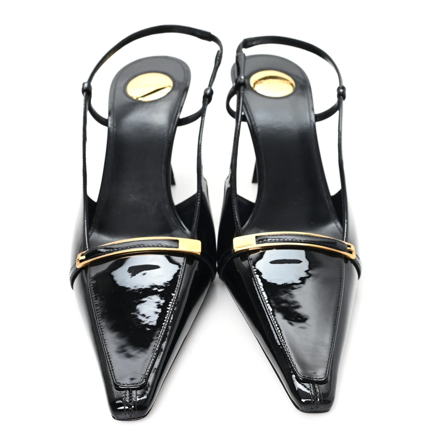 Patent Calfskin Jacqueline 75 Slingback Pumps 38 Black - Top Club