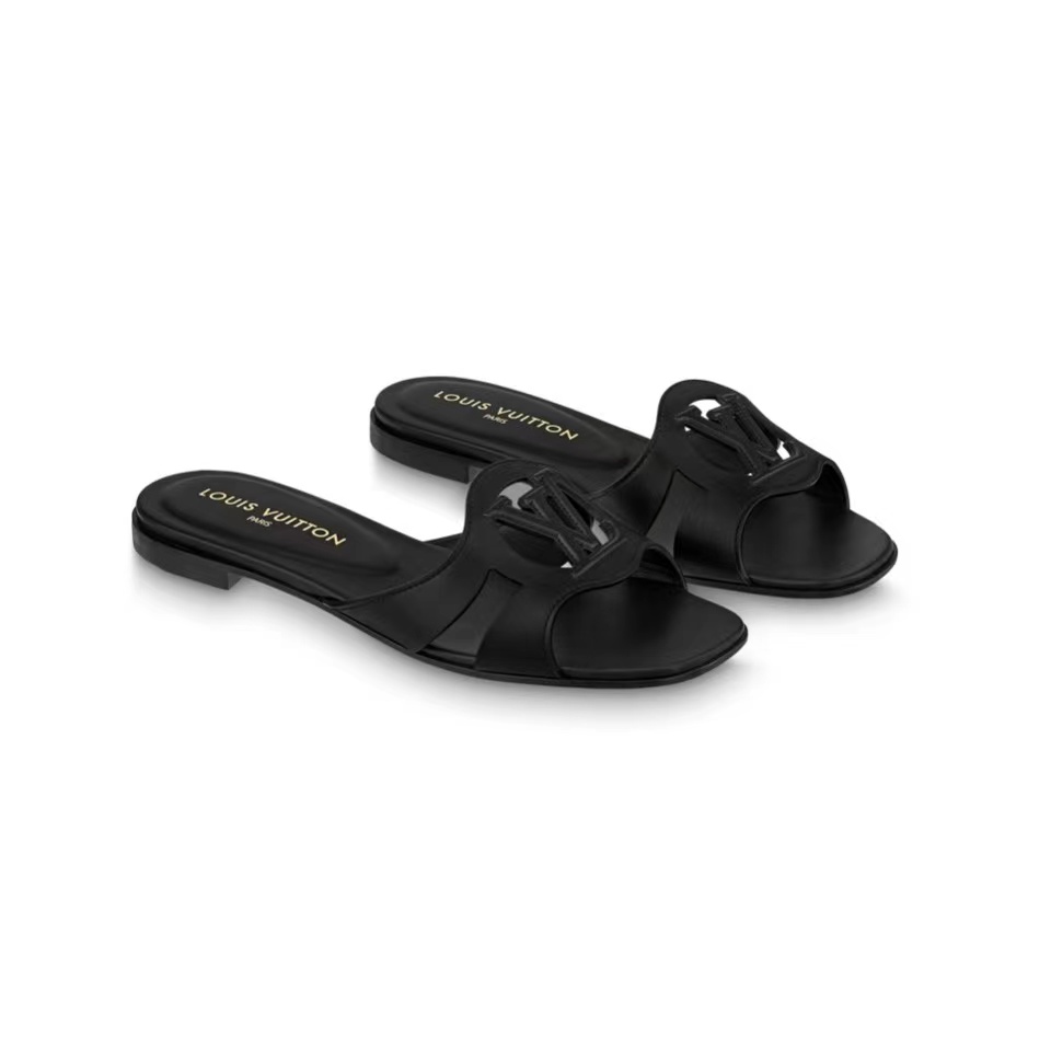 Louis Vuitton LV Lsola Leather Flat Aandals Slide Sandal (Replica) - Sneaker Replica Workshop