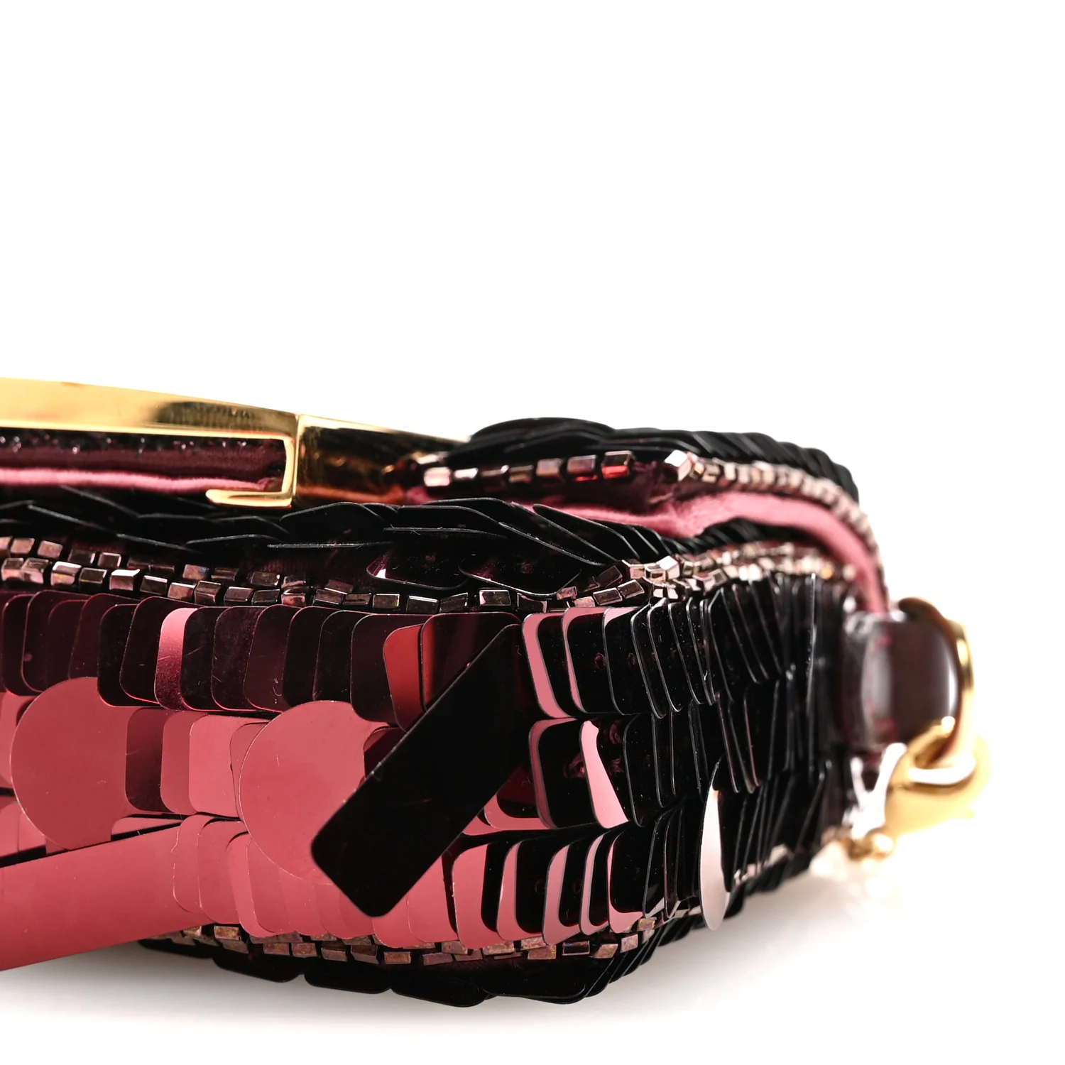 Sequin Paillettes Shiny Nappa Sex and the City Nano Maxi Buckle Baguette Charm Granata - Top Club