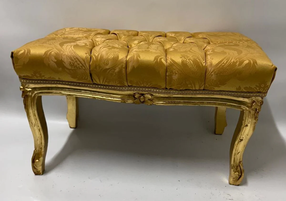 Baroque footstool with glittering stones gold / antique gold H. 37 cm