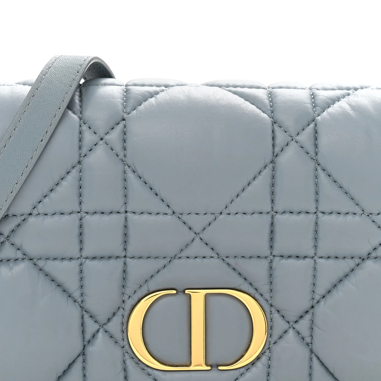Lambskin Macrocannage Mini Dior Caro Bag Cloud Blue - Top Club